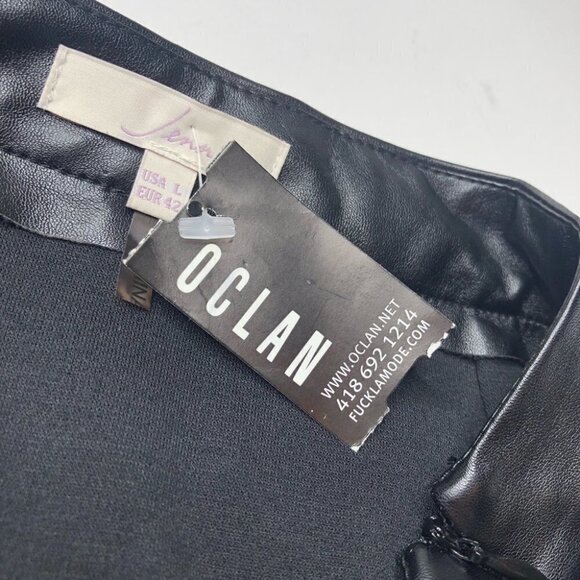 NEW Jenn Boho Vegan Leather Fringe Shiny Black Sexy Edgy Mini Skirt SIZE L - Picture 3 of 12